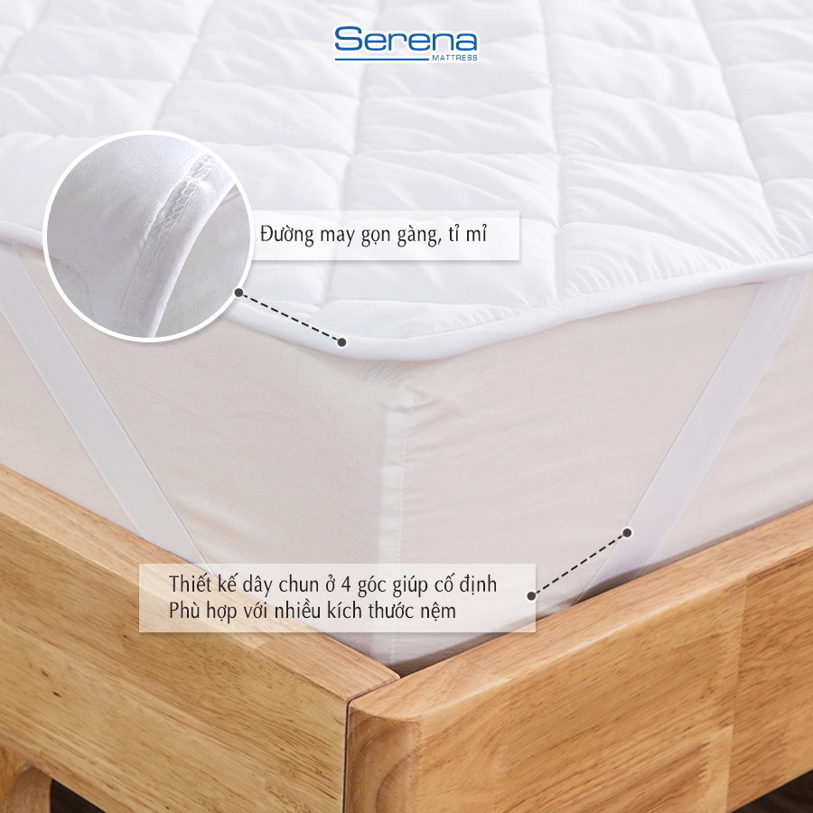Tấm bảo vệ nệm chống thấm nước cotton SERENA cao cấp - tấm thảm miếng lót trải bảo vệ đệm nệm niệm giường ngủ nằm mỏng làm mát chống thấm đa năng