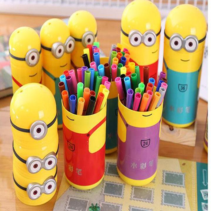 Hộp Minion Bút Màu Bút Lông Màu Bút Màu Tập Tô 24 Cây