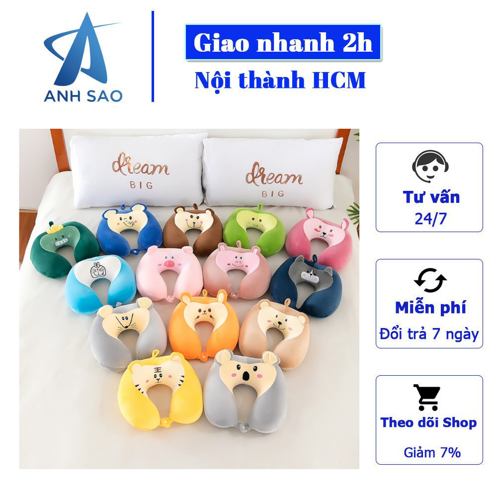 Gối kê cổ lượn sóng hình chữ U A 32x32x10cm giao màu ngẫu nhiên