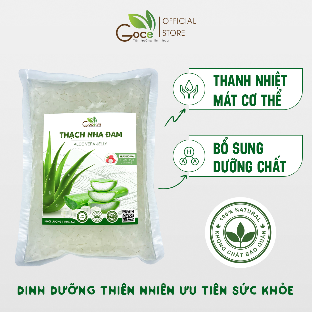 Thạch nha đam hương vải Goce - Túi 1kg