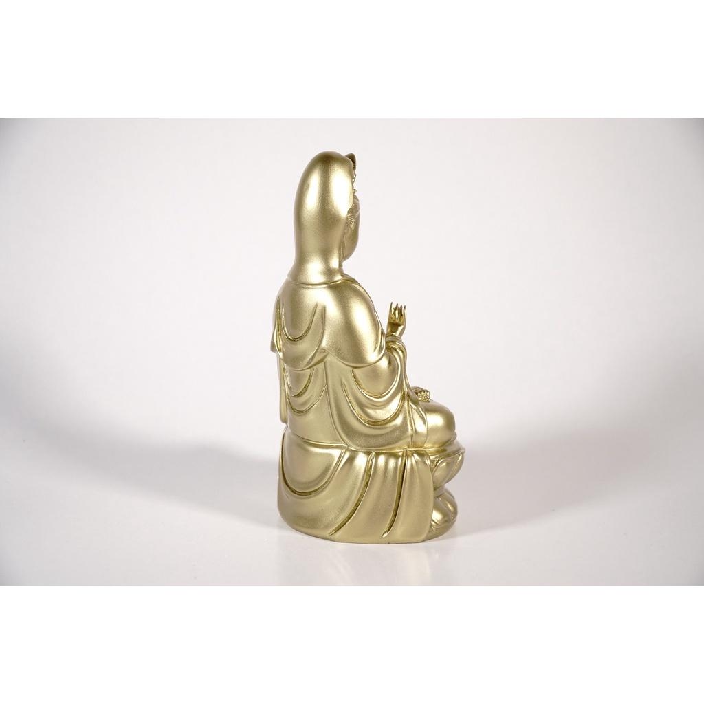 Tượng Phật Quan Thế Âm Bồ Tát ngồi đài sen mạ đồng - Cao 15cm
