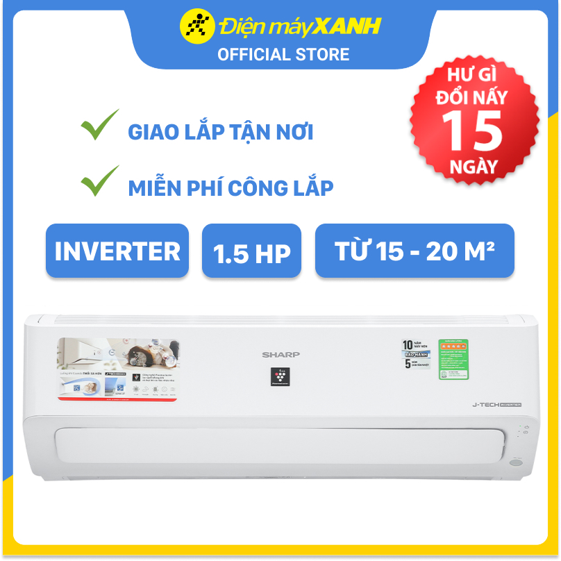 Máy lạnh Sharp Inverter 1.5 HP AH-XP13YMW - Hàng chính hãng - Giao hàng toàn quốc