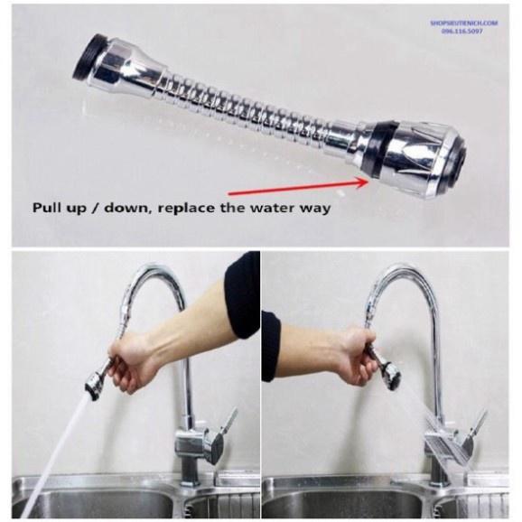 VÒI NƯỚC INOX TĂNG ÁP CAO CẤP XOAY 360 RỬA BÁT TIỆN DỤNG