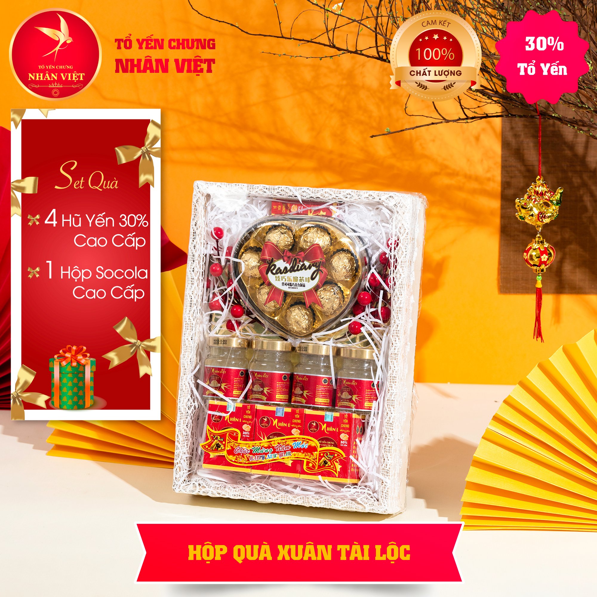 HỘP QUÀ TẾT YẾN SÀO NHÂN VIỆT 2026 - XUÂN TÀI LỘC MÃ ĐÁO THÀNH CÔNG