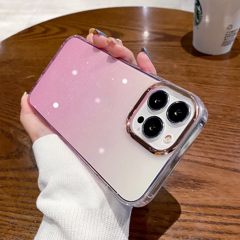 Ốp lưng chống sốc cho iPhone 14 Pro / 14 Pro Max / 12 Pro Max hiệu Likgus Luxury Gradient trang bị viền Camera ánh kim sang trọng , chống sốc chống va đập - Hàng nhập khẩu