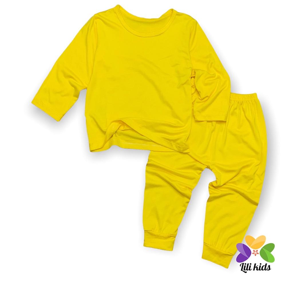 Bộ dài tay cho bé trai bé gái LILIKIDS chất thun lạnh trơn vải mềm mát cho bé BDT09
