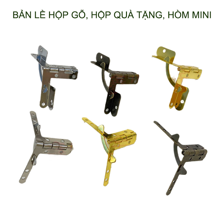 Bộ 4 bản lề chữ thất mini cho hộp để quà tặng, bằng thép mạ chống gỉ, nhiều loại cho khách tùy chọn