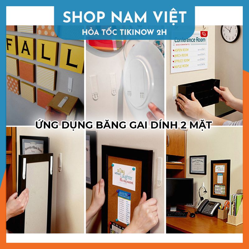 4 Set Miếng Dán Treo Tranh Kết Hợp Băng Gai Dính Velcro Siêu Dính, Tháo Gỡ Không Để Vết Keo