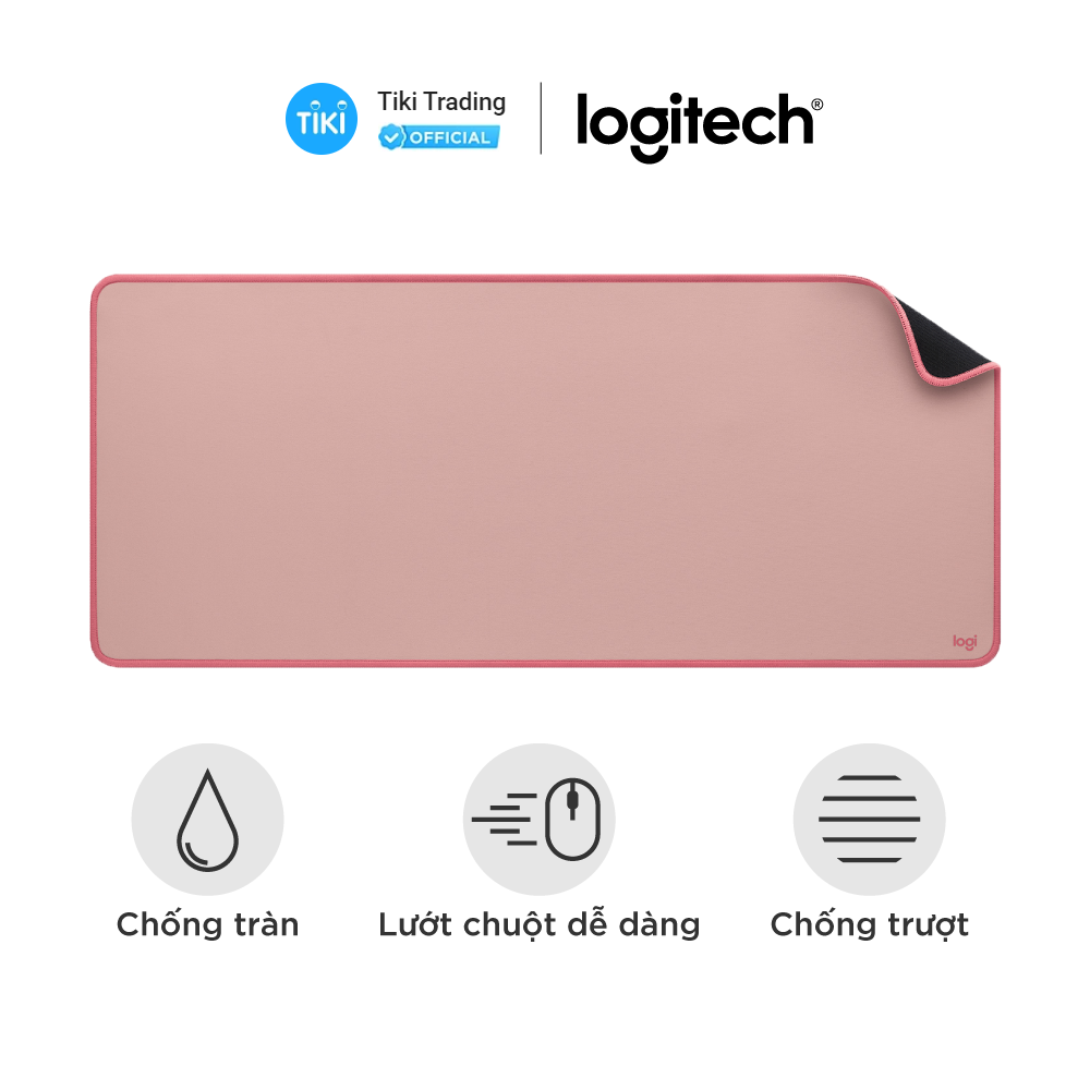 Bàn di chuột cỡ lớn Logitech Desk Mat - Đế cao su chống trượt, lướt dễ dàng, bề mặt chống đổ tràn, bền bỉ, nhỏ gọn - Màu