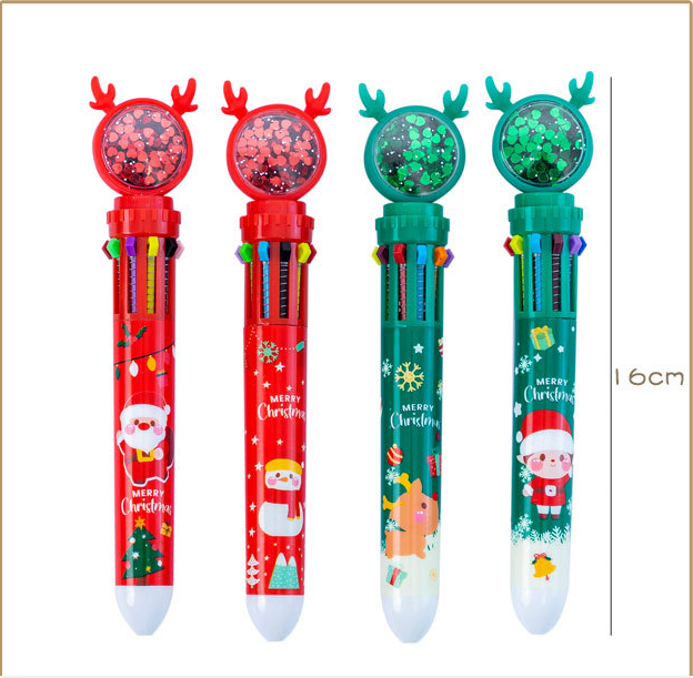 Bút bi bấm học sinh 10 ngòi sừng hươu noel giáng sinh màu xanh, đỏ phong cách hàn quốc đẹp cute dễ thương 0.5mm