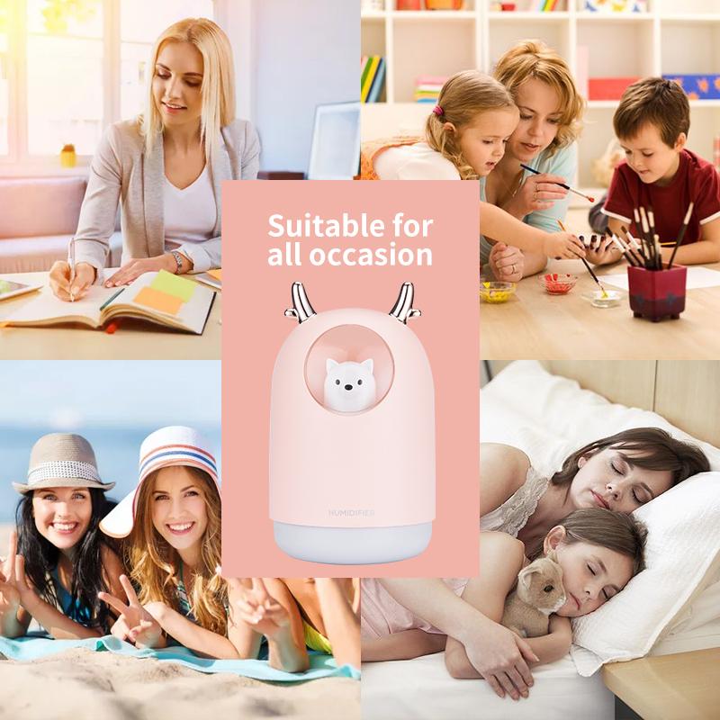 300Ml Thiết Bị Gia Dụng USB Máy Phun Sương Tạo Độ Ẩm Hình Thú Dễ Thương Siêu Âm Cool Mist Hương Thơm Không Khí Máy Khuếch Tán Tinh Dầu Màu Sắc Lãng Mạn LED Humidificador