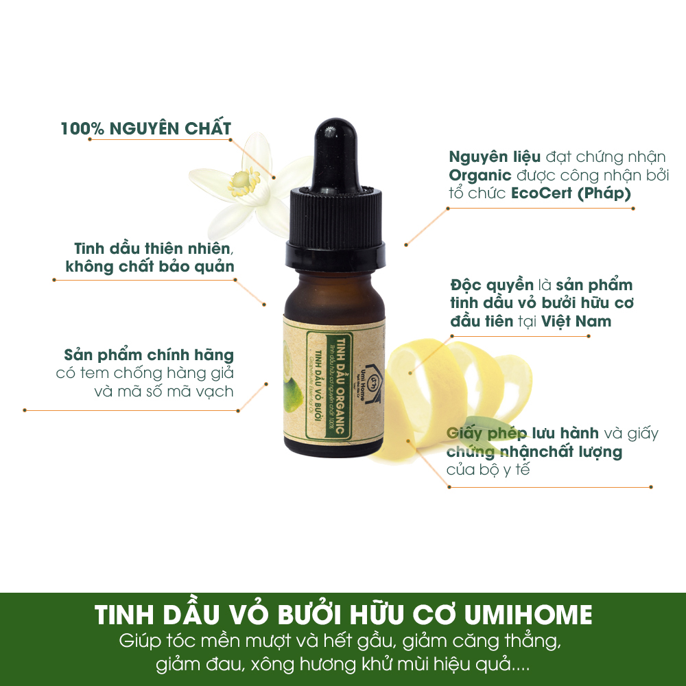 Tinh Dầu Vỏ Bưởi Nguyên Chất (10ml) UMIHOME - Grapefruit peel oil