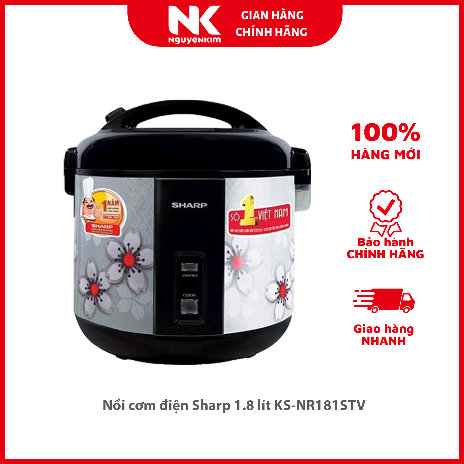 Nồi cơm điện Sharp 1.8 lít KS-NR181STV - Hàng chính hãng