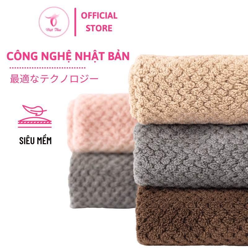 Khăn mặt cao cấp Việt Thư, khăn mặt sợi microfiber ngoại nhập siêu mềm, siêu thấm - Hàng Chính Hãng