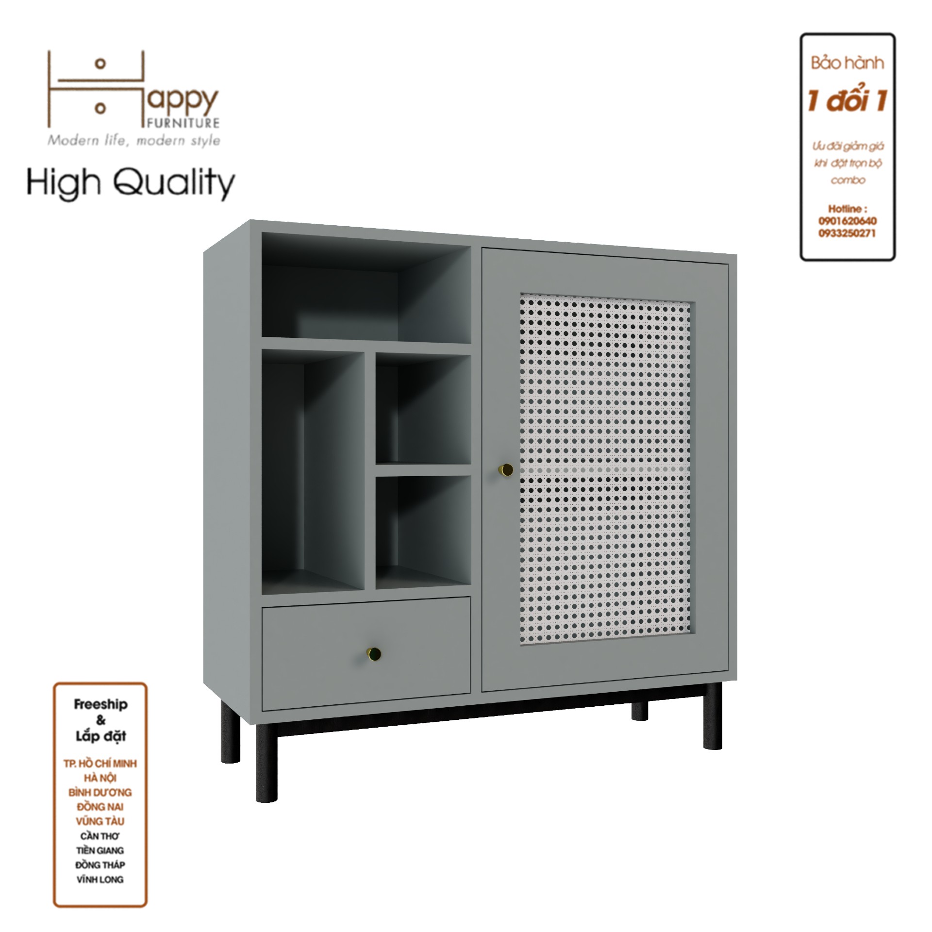 [Happy Home Furniture] ROTAN, Tủ lưu trữ 1 ngăn kéo - chân sắt, 84cm x 32cm x 84cm ( DxRxC), TCM_129