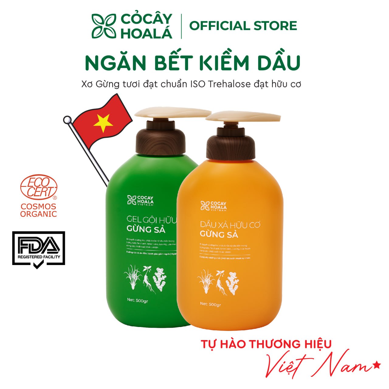 Dầu Gội Xả Hữu Cơ Gừng Sả - Cải Thiện Dầu Bết Tóc Và Gàu Ngứa 500G - Combo Dầu Gộidầu Xả