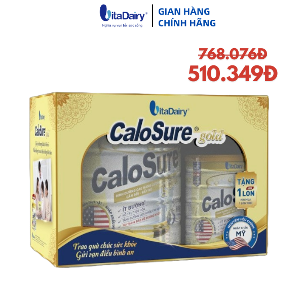 [BỘ GIFTPACK LON 900g và 400g] Sữa bột Calosure Gold 900g (ít đường) - VitaDairy