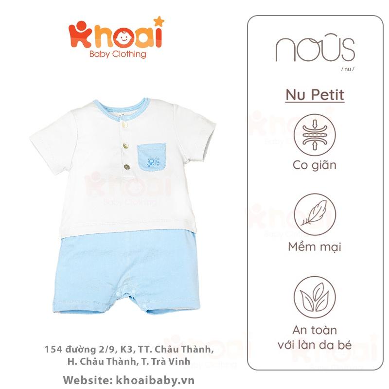 Bộ body cộc Nous petit xanh trơn - Chất liệu Nu Petit 95% cotton thiên nhiên