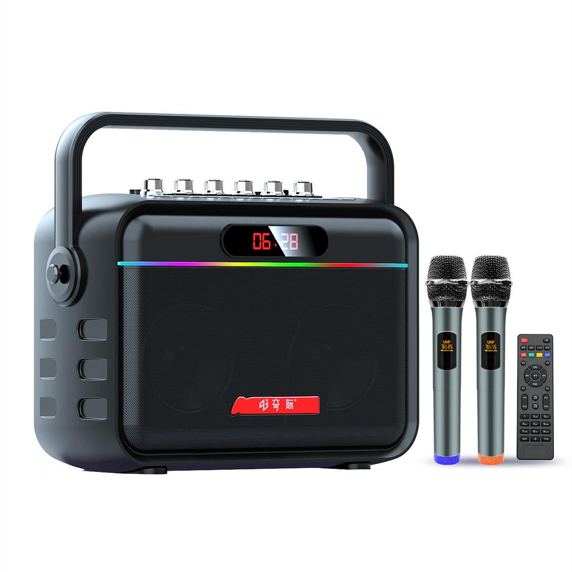 Loa bluetooth công suất cao 200W di động loa siêu trầm không dây chống thấm nước âm thanh nổi karaoke trực tiếp loa nhảy vuông có micrô Màu sắc: có micrô