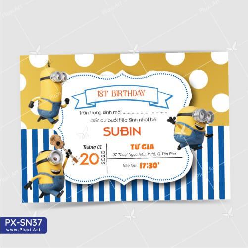 Thiệp thôi nôi – sinh nhật theo yêu cầu Pluxi