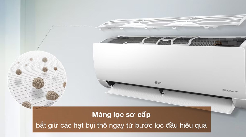 Điều hòa LG V13WIN1 1.5HP (phòng 20m²) | Điều hòa 1 chiều 12000BTU lọc bụi mịn PM2.5 | Công nghệ inverter tiết kiệm điện | Hàng chính hãng