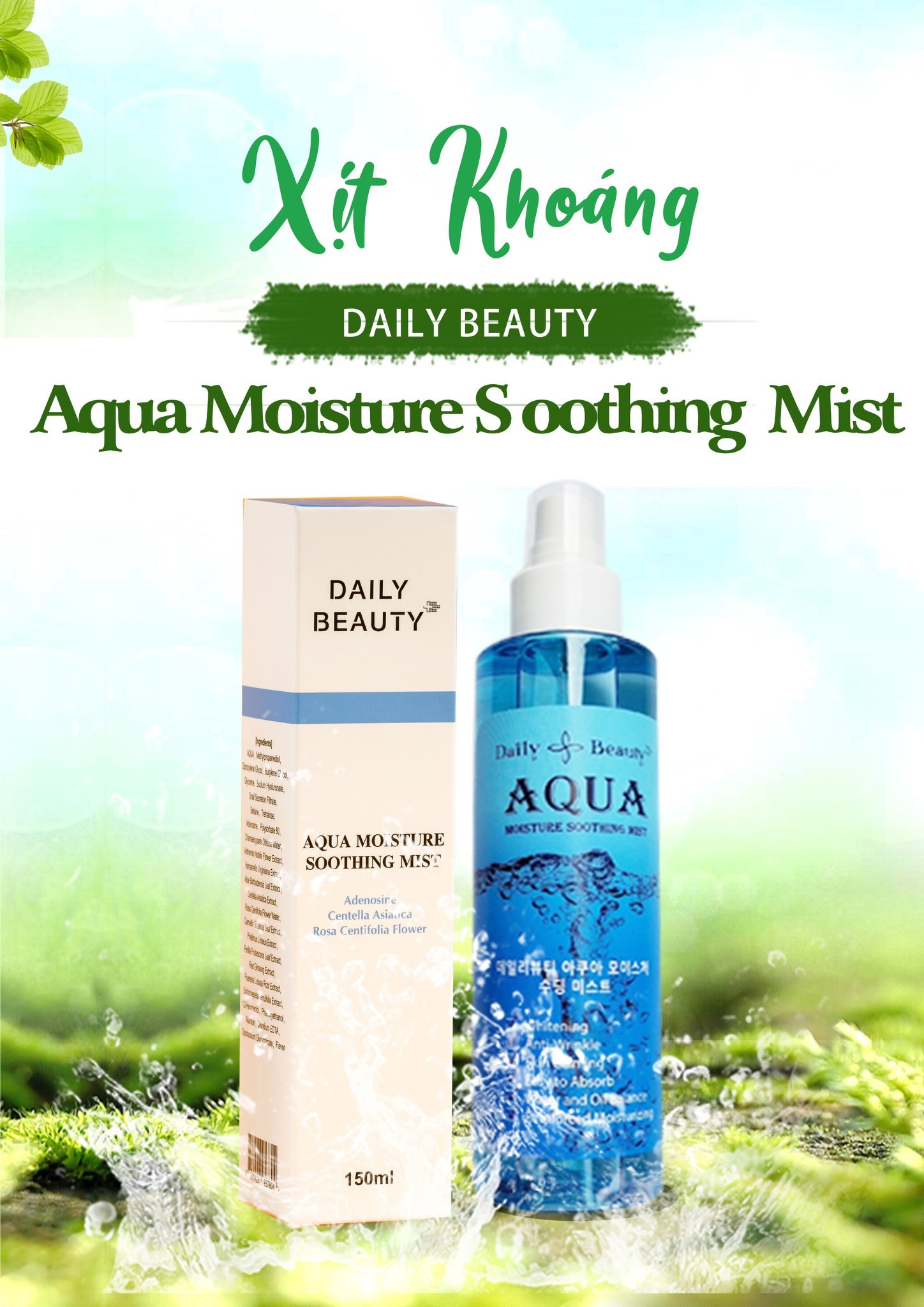 Combo 8 hộp Xịt khoáng Daily Beauty Aqua Moisture Soothing Mist xuất xứ Hàn Quốc