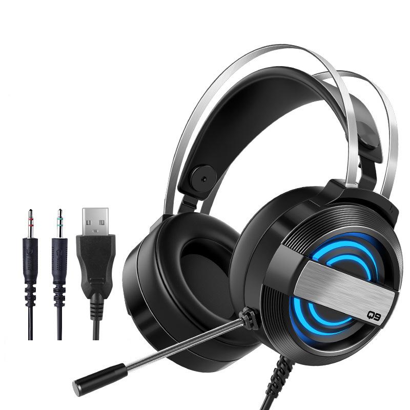 3.5Mm + USB Có Dây RGB Tai Nghe Đen Tai Nghe Chơi Game Có Mic Giảm Ồn Cho Điện Thoại Di Động Máy Tính PS4 XBOX