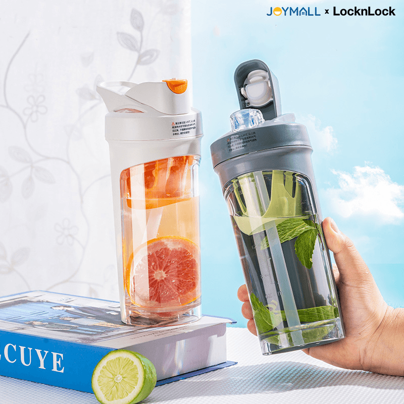 Bình nước nhựa tritan thể thao 780ml LocknLock màu Xám ABF865DGRY, Hàng chính hãng, có quai cầm, ống hút silicone - JoyMall