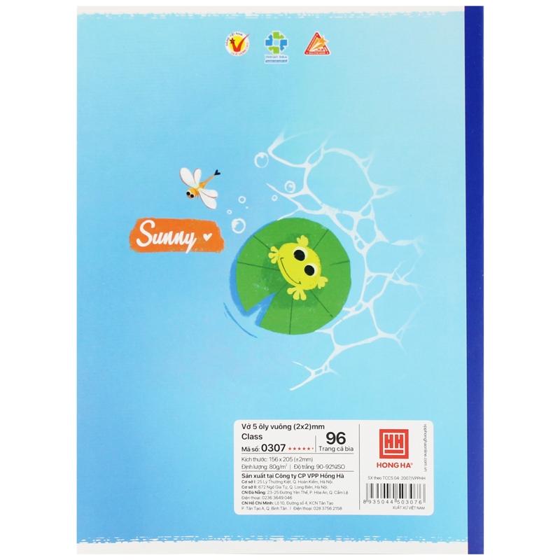 Vở 5 Ô Ly 96 Trang 80gsm Class Sunny - Hồng Hà 0307 (Mẫu Màu Giao Ngẫu Nhiên)