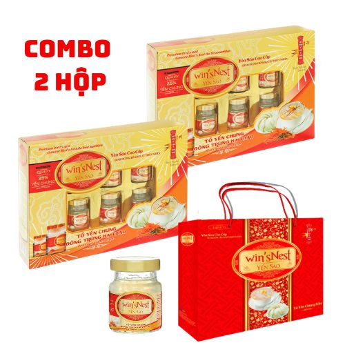 (combo 2 hộp) Yến Sào wins'Nest 25% tổ yến chưng đông trùng hạ thảo (6 Lọ x 70 ml / Hộp) kèm túi xách