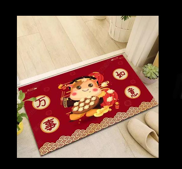 THẢM CHÙI CHÂN LÔNG MỊN HÌNH TRÂU CHO MÙA TẾT TÂN SỬU (40 x 60cm)