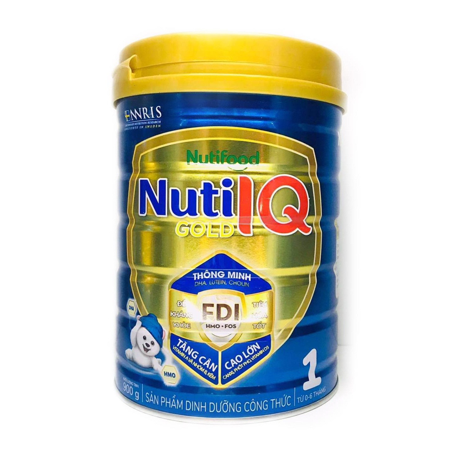 Sữa Nuti IQ Gold 1 900g (mới) - Phát triển não bộ và thị giác, Tăng cường sức đề kháng, Phát triển cân nặng - chiều cao, Tiêu hoá - hấp thu tốt, Ngăn ngừa táo bón