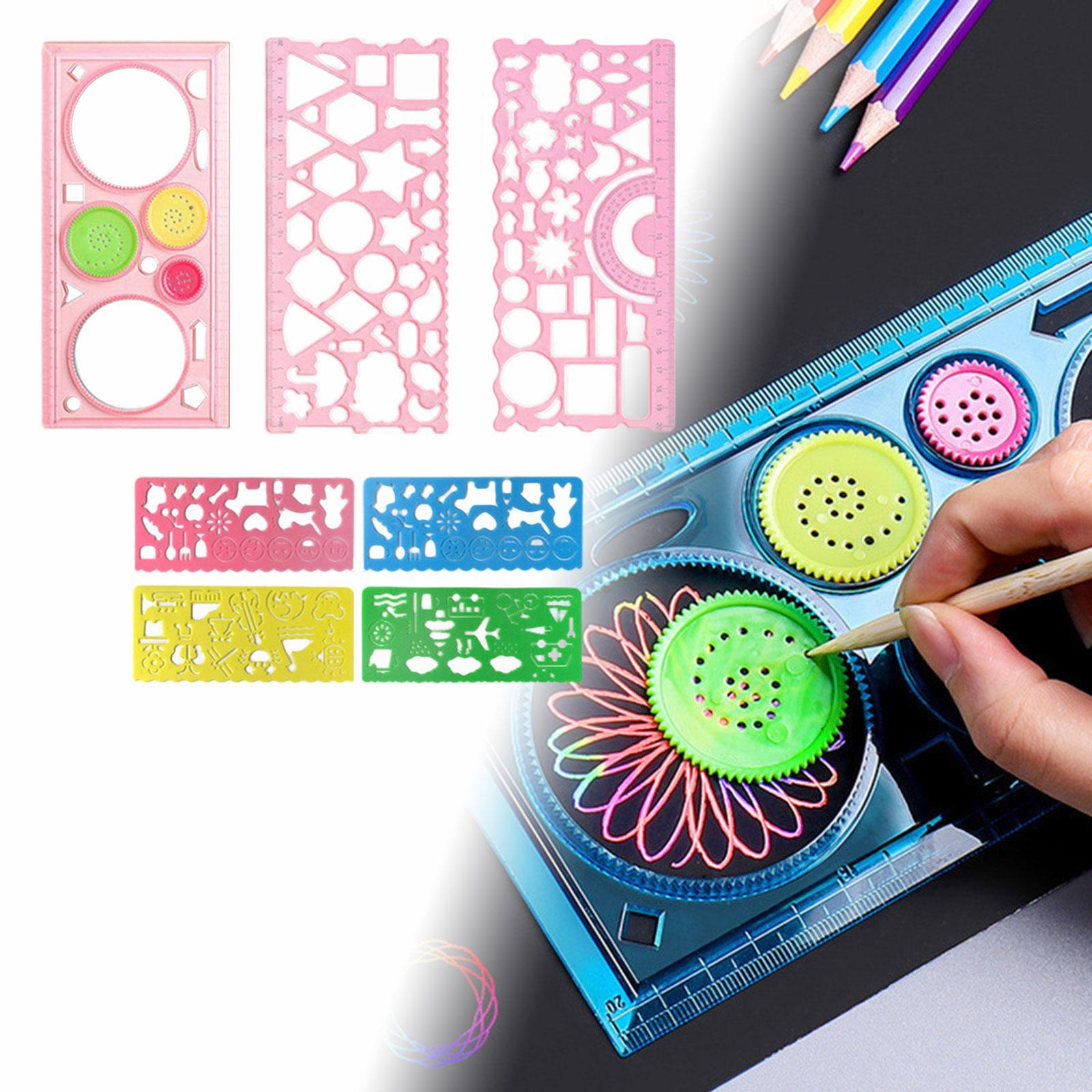 7x Drawing Stencils Set Geometry Rulers for School Office Supplies Designing