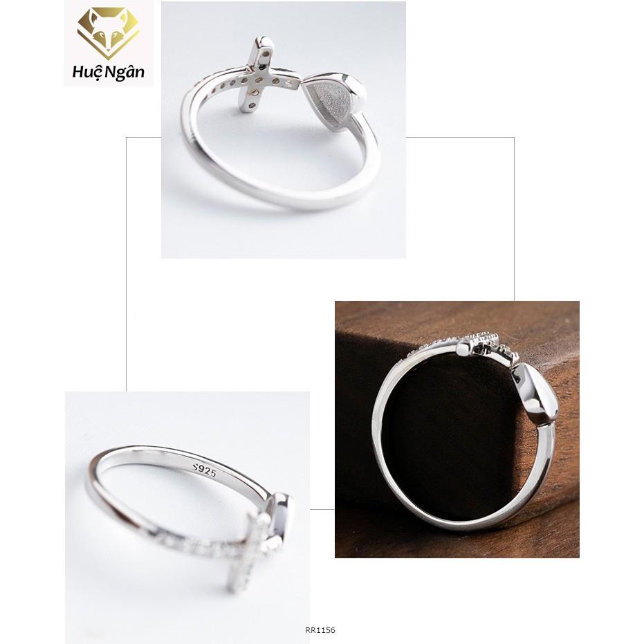 Nhẫn bạc Ý 925 Huệ Ngân - Tim xinh free size RR1156
