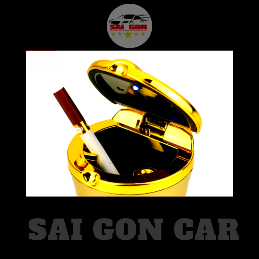Gạt tàn thuốc có nắp chống hôi, có đèn led, gạt tàn dùng cho xe ô tô có logo theo xe.