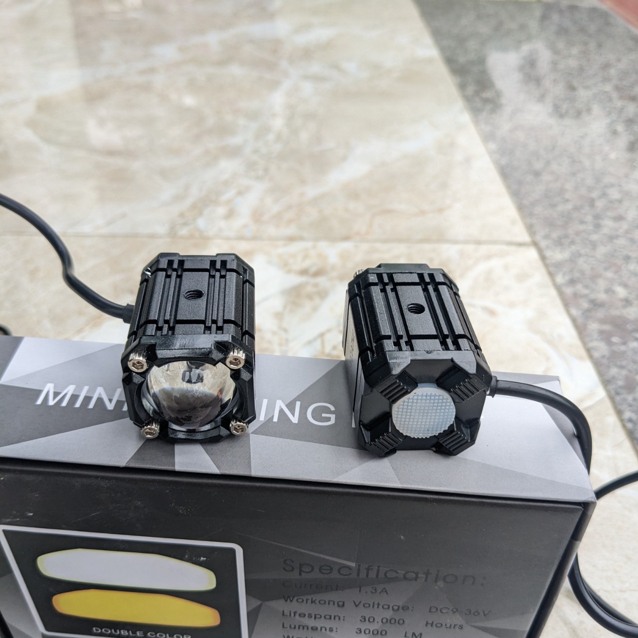 Đèn Trợ Sáng Xe Máy Ô Tô Bản Đặc Biệt - Bi Cầu 2 Màu, 4 Chế Độ Cốt Pha Đỉnh Cao