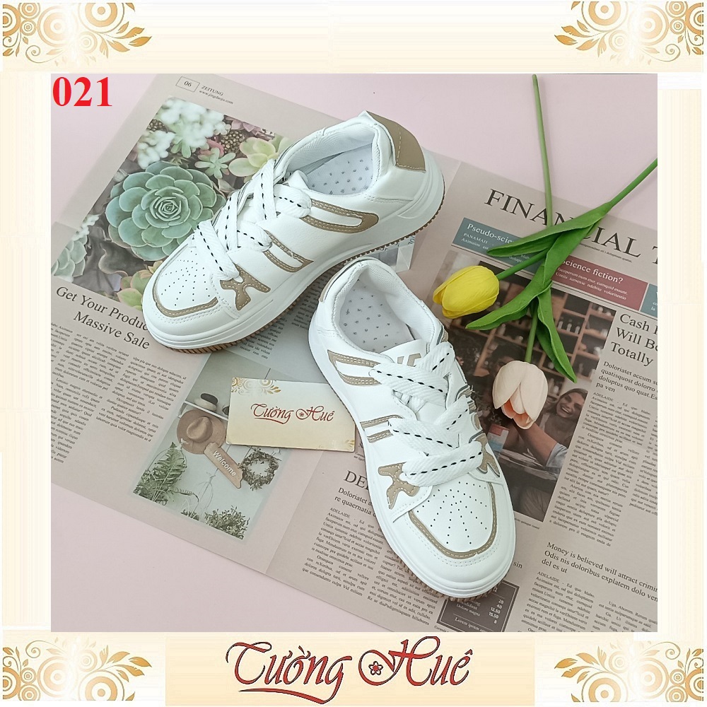 Giày Thể Thao Nữ Cột Dây Đế Bánh Mì Họa Tiết Hình Chữ - Hàng Quảng Châu