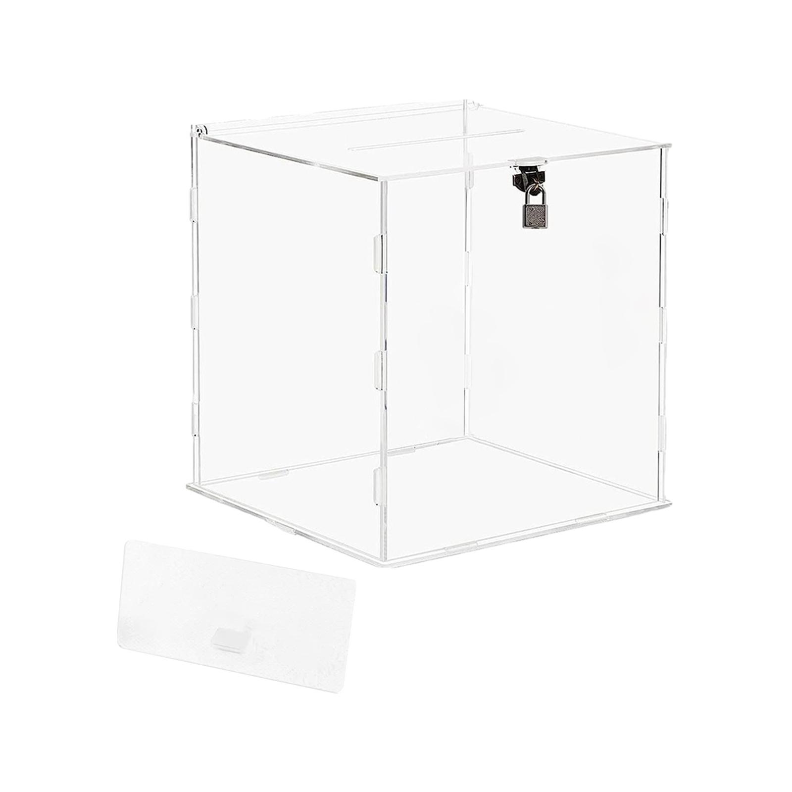 Acrylic Wedding Cards Box Money Gift Holder Box Decoration Wedding Keepsake Box with Lock for Wedding Reception Anniversary Graduation, 9.84x9.84''