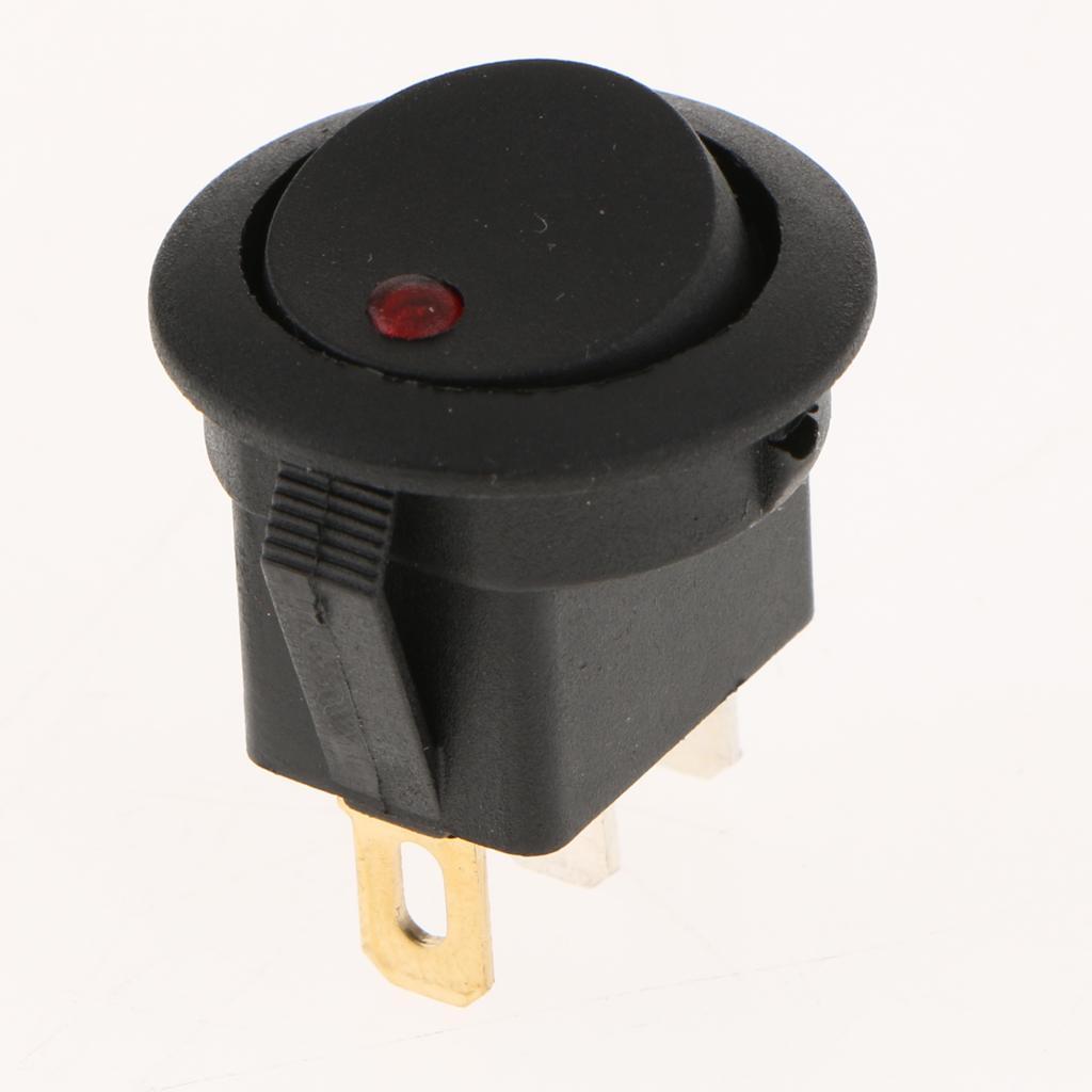 10Pcs 12V 16A On/off Toggle Switch 3PIN Dot Led light Car Truck Boat Round Rocker SPST Switch Mini Press Buttion-2 Color