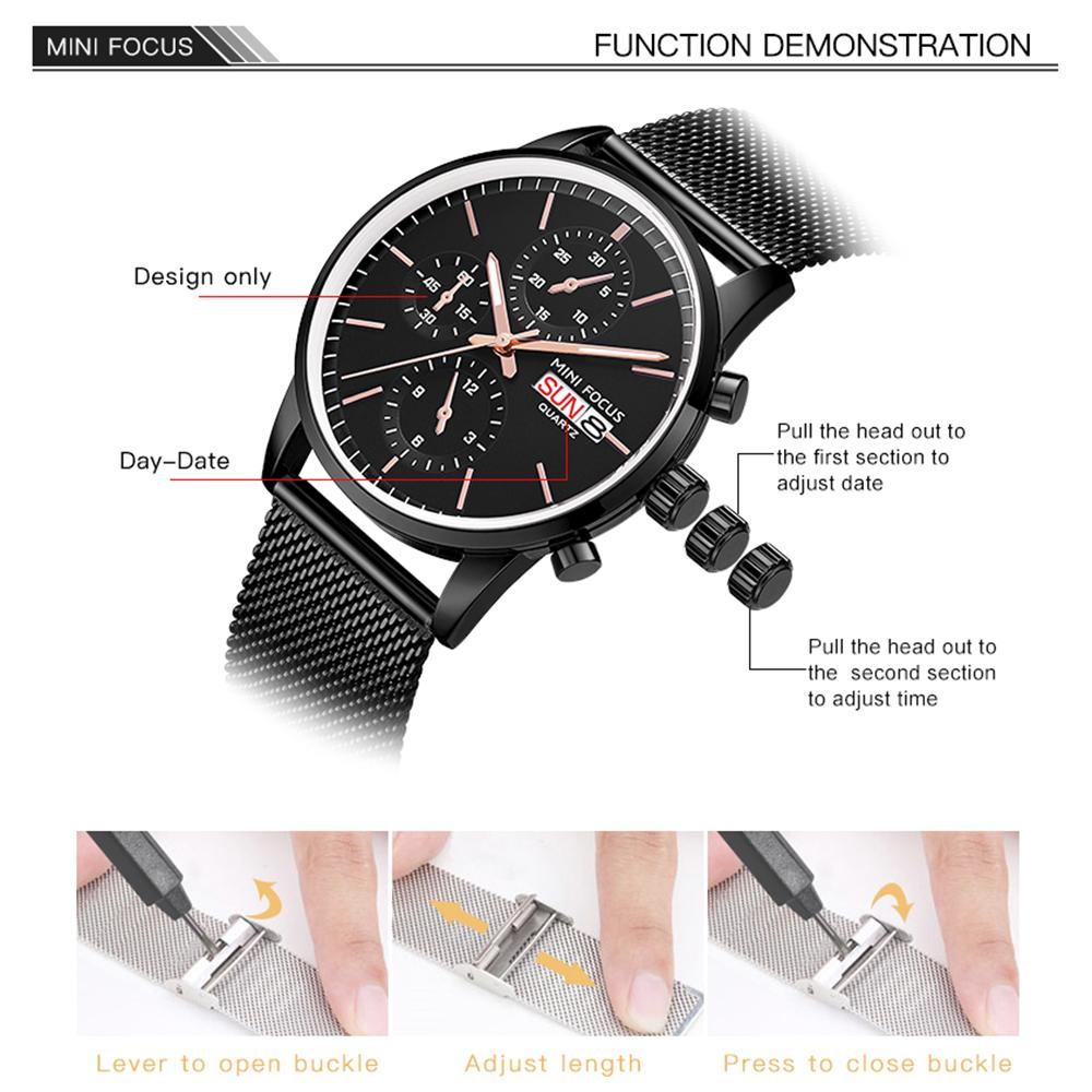 Đồng hồ đeo tay thời trang nam MINI FOCUS MF0180G,dây đeo bằng thép không gỉ, chống thấm nước 3ATM