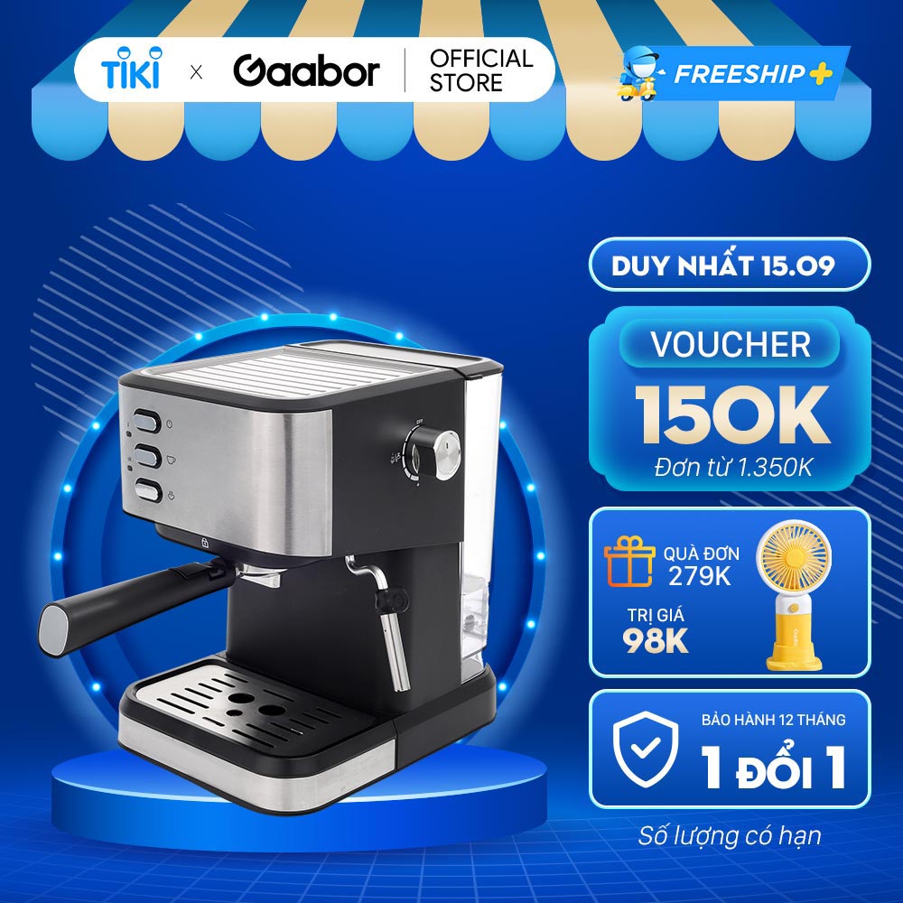 Máy pha cà phê Espresso đánh bọt 20 Bar GAABOR GCM-M15BK01 Inox 304 - Hàng chính hãng