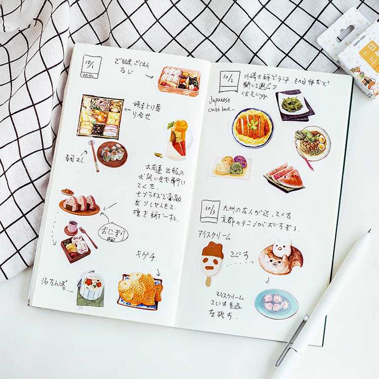 Sticker chủ đề Đồ Ăn Nhật Bản - Hộp 46 miếng dán trang trí sổ tay Bullet Journal - M126