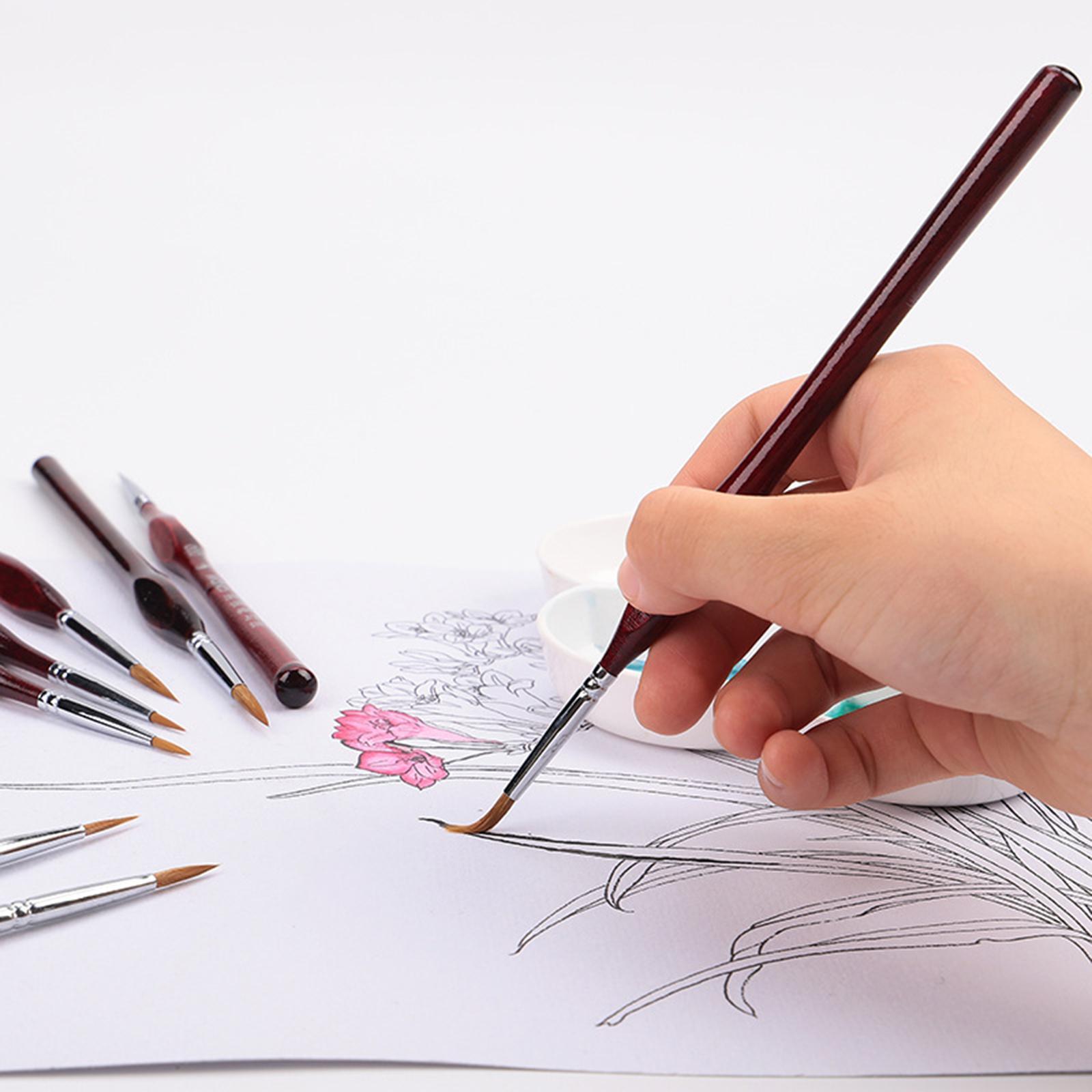 9Pcs Fine  Artist Liner Brush Set for Detail Watercolor Acrylic Oil