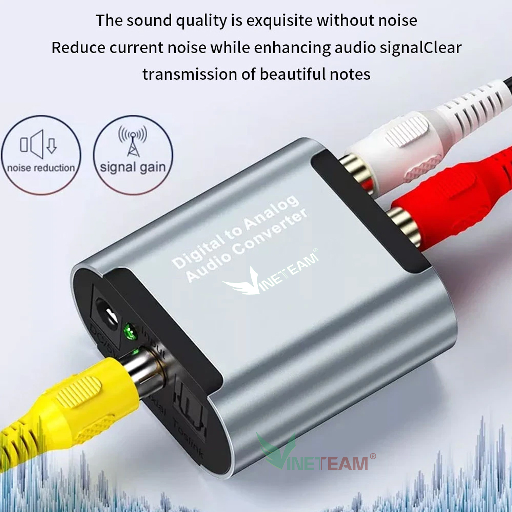 Vinetteam Bộ Chuyển Đổi Âm Thanh Quang Học Optical Ra AV RCA Có Jack 3.5mm Chuyển Tín Hiệu Digital Sang Analog - Hàng Chính Hãng