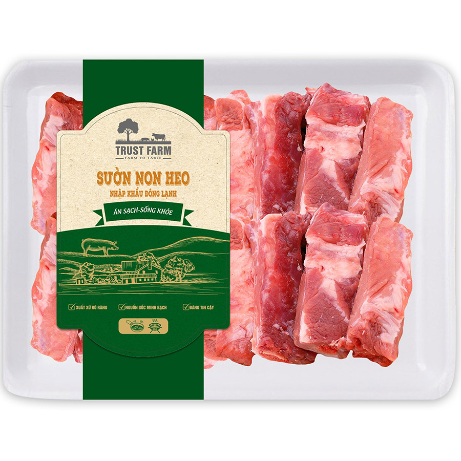 Sườn Non Heo Đông Lạnh Trust Farm Cắt Cục 500g