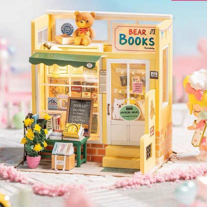 Mô hình BOOK STORE lắp ráp bằng gỗ Quà tặng giáng sinh sinh nhật tự làm