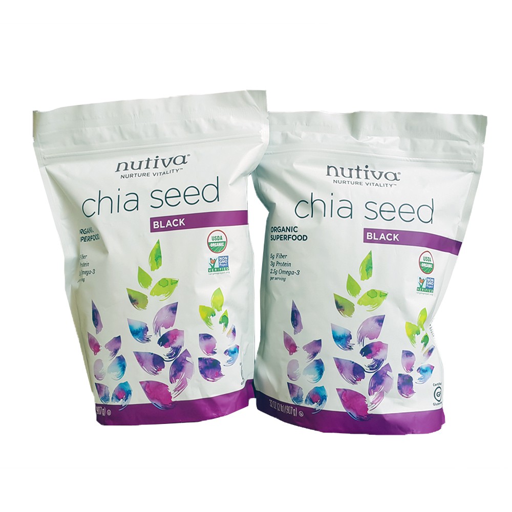 Hạt Chia Mỹ Nutiva Chia Seed Black 1.36Kg (Mẫu mới) - Nhập khẩu từ Mỹ