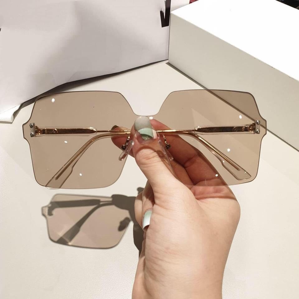 Kính râm màu Mắt vuông bản to thời trang