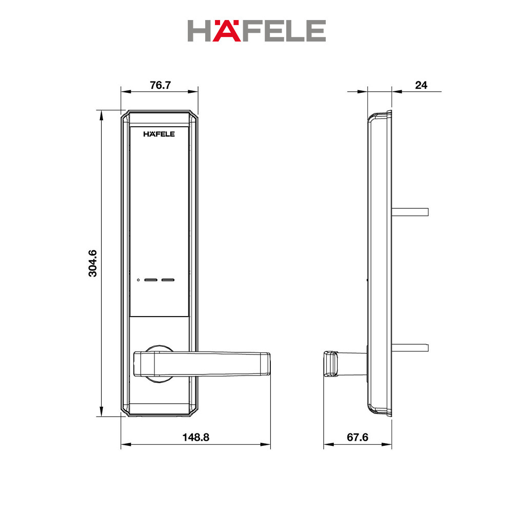 Khóa điện tử Hafele EL7200-TC , thân khóa nhỏ - 912.05.714 Xuất xứ Hàn Quốc (Hàng chính hãng)