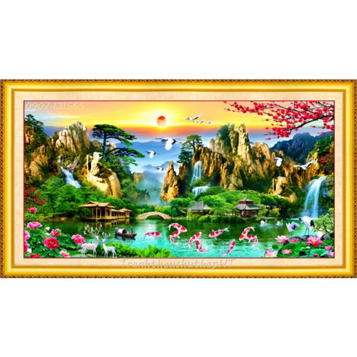 Tranh đính đá Lưu thủy sinh tài LV455 - tự đính